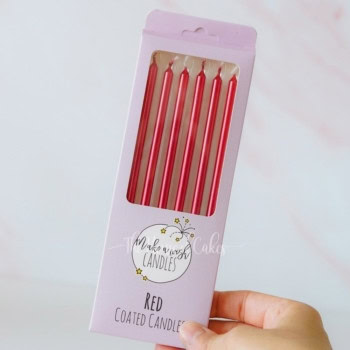 tall metallic red candles