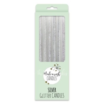tall silver glitter candles