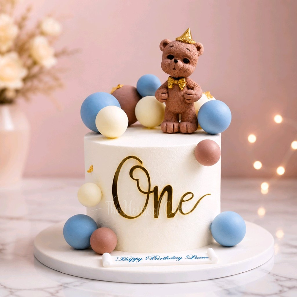 First birthday cake with teddy bear - The House of Cakes Dubai