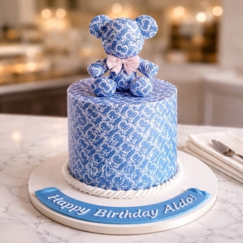 Blue Dior Bear Cake