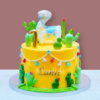 Llama and Cactus Cake