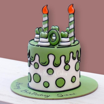 Frosted fantasy comic cake