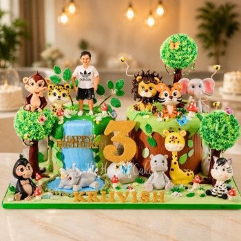 Epic Jungle Animals Theme Cake in Dubai