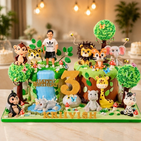 Epic Jungle Animals Theme Cake in Dubai