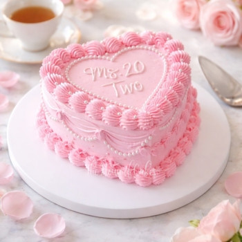 Vintage Pink Heart Cake