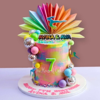 Colourful gymnastics cake