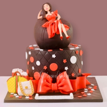 🎂 Pretty Lady in Red Dress Cake