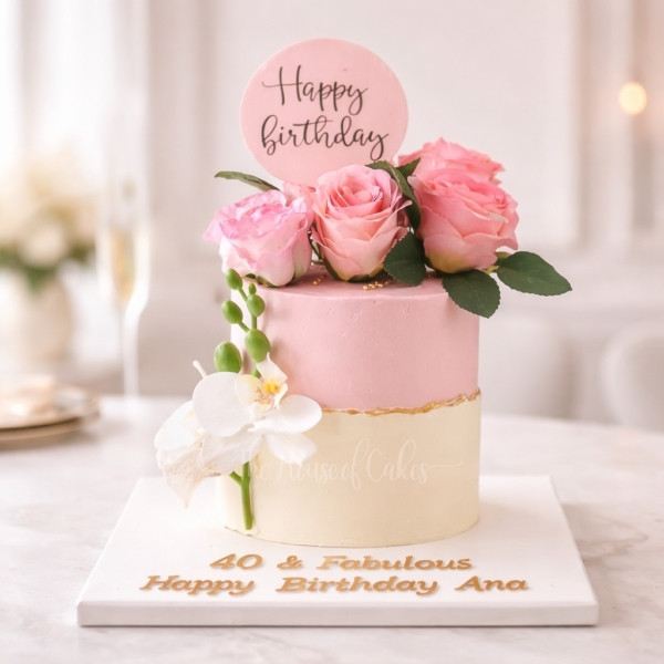 Elegant Light Pink and White Cake
