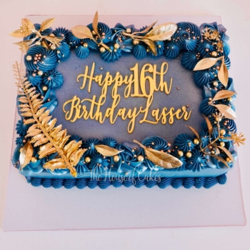 Gold and Blue Luxe Cake