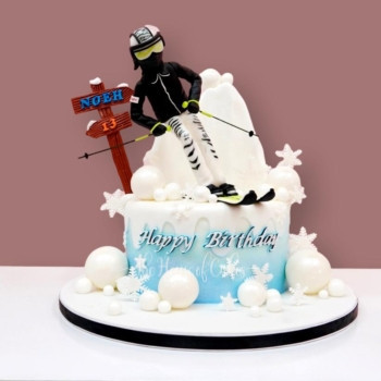 Alpine Adventure Skier Cake