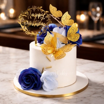 Cake with Gold Butterflies in Dubai