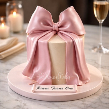 Blush Bow Elegance Cake