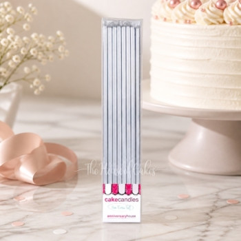 Silver Extra Tall Metallic Candles x16