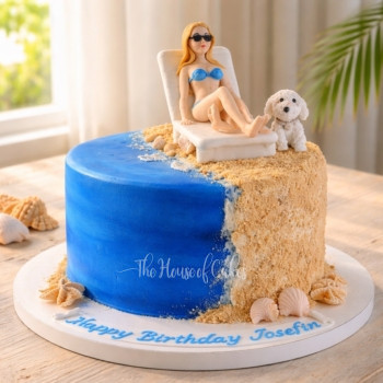Beach Queen and Dog Cake