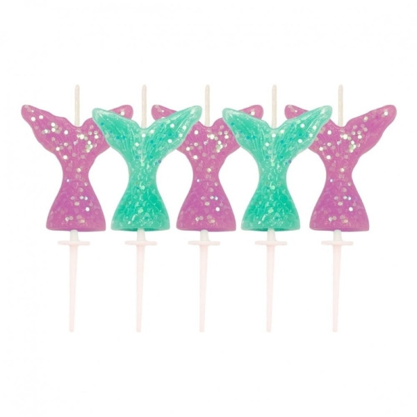 Mermaid Tail Glitter Candles x5